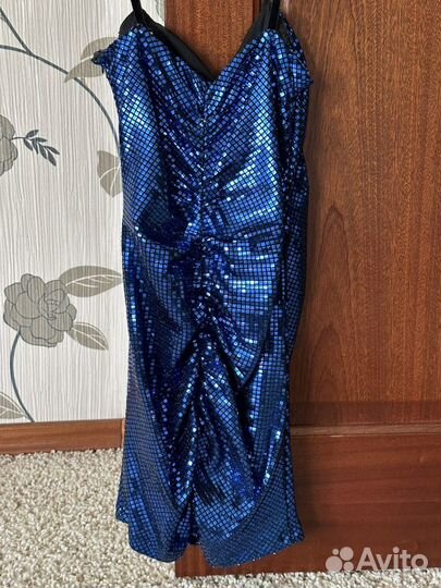 Платье с пайетками zara синее