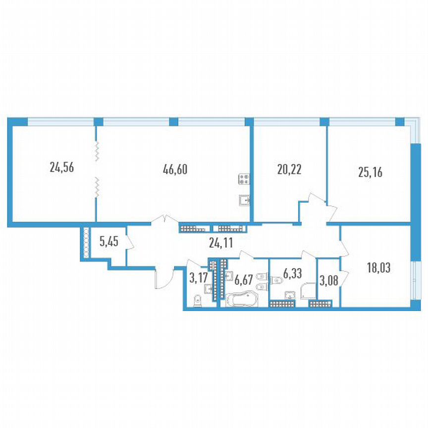 4-к. квартира, 182 м², 19/23 эт.