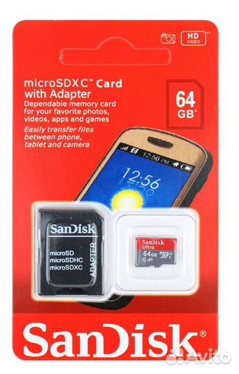 Карта памяти Micro-sdhc 64gb Sandisk Class 10 Uhs