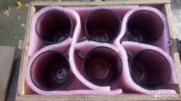 Кружки стеклянные 6 штук в боксе