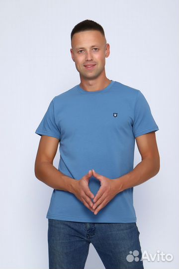 Футболка мужская - голубой №Н-86075. Оптом