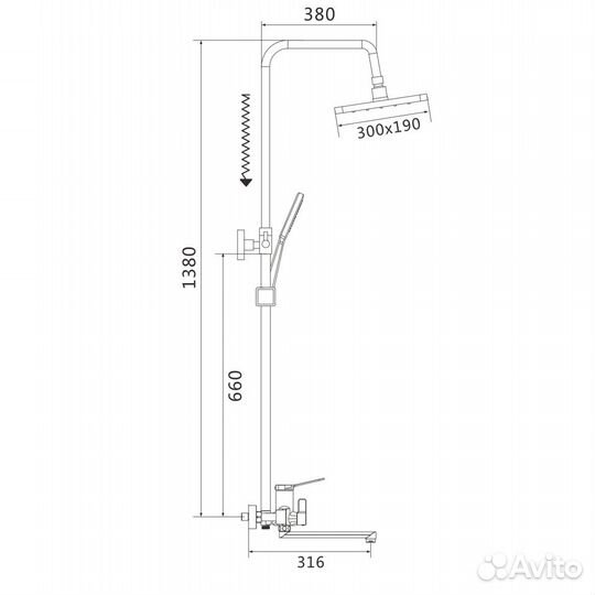 Душевая система Shevanik S6236T, сталь