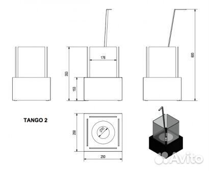 Биокамин tango 2 гранит