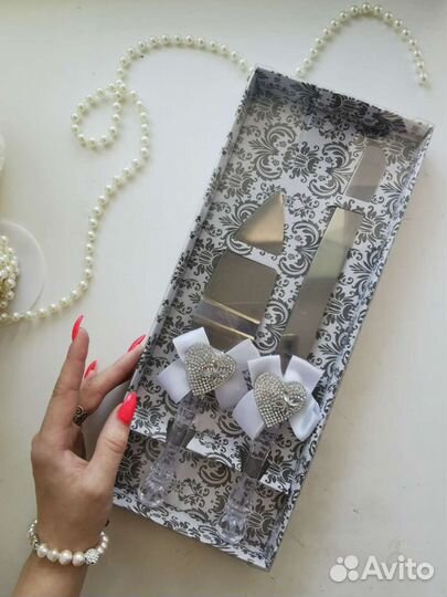 Приборы свадебные для торта