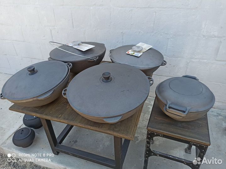 Казан чугунный с чугунной крышкой сковородка