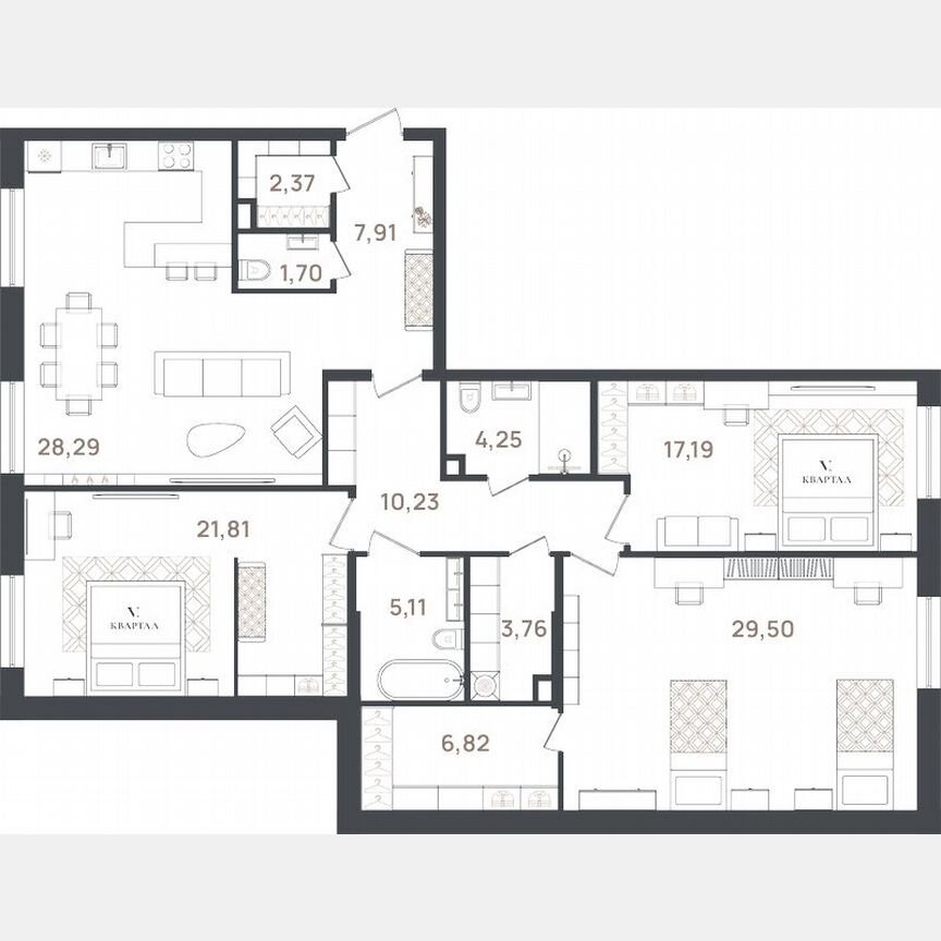 3-к. квартира, 138,9 м², 2/3 эт.