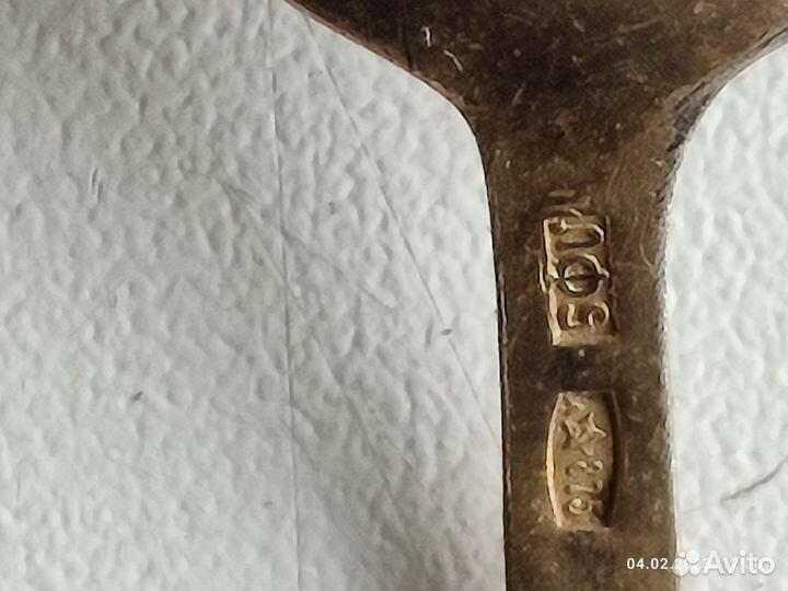 Серебряная чайная ложка эмаль