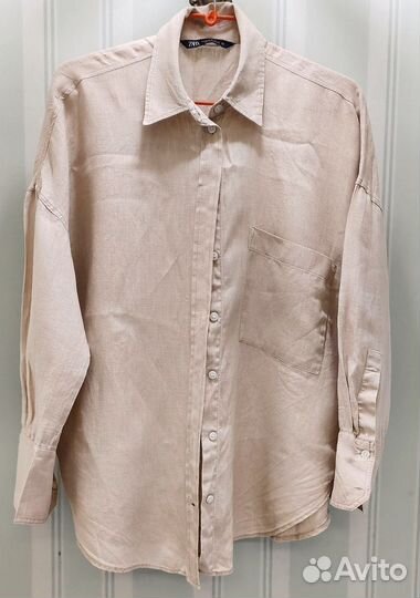 Рубашка лен zara женская