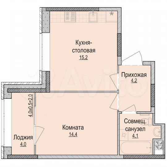 1-к. квартира, 38 м², 1/18 эт.