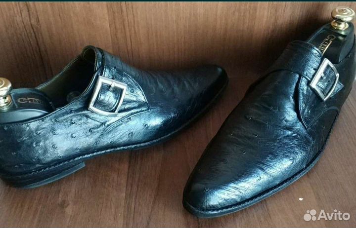 Туфли монки страус brioni