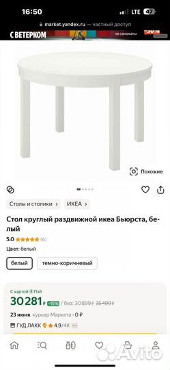 Стол круглый раздвижной IKEA