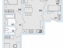 3-к. квартира, 75,6 м², 9/9 эт.