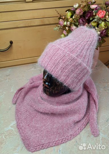 Шапка Косынка комплект из ангоры