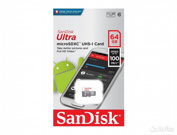 Карта MicroSD SanDisk Ultra на 64GB