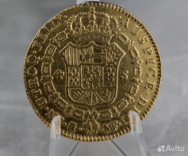 Монета 4 эскудо 1796г. Карл IV. Мадрид. Золото