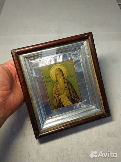 Икона старинная святой Антоний