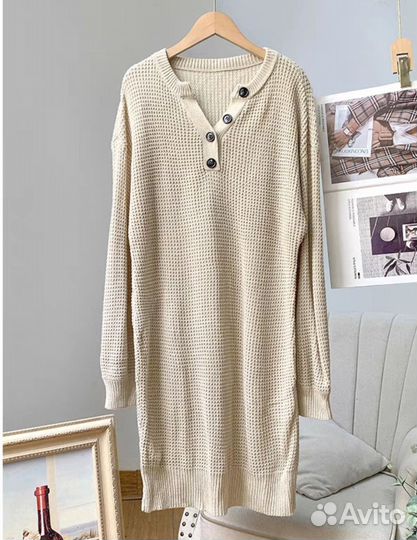 Платье женское теплое вязаное длинное