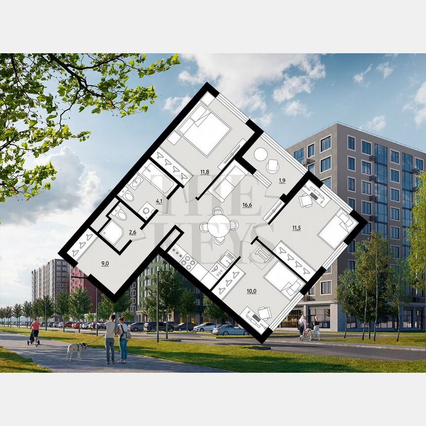 3-к. квартира, 67,5 м², 5/9 эт.