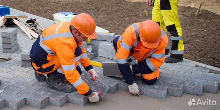 Благоустройство асфальт бордюры брусчатка