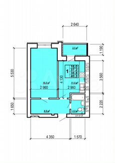 1-к. квартира, 40,3 м², 2/10 эт.