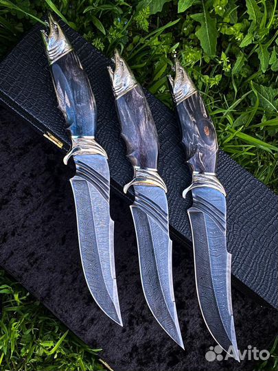 Нож акула из дамасской стали