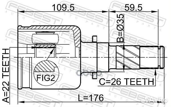 Шрус внутренний перед лев Febest 1029 CO3930A