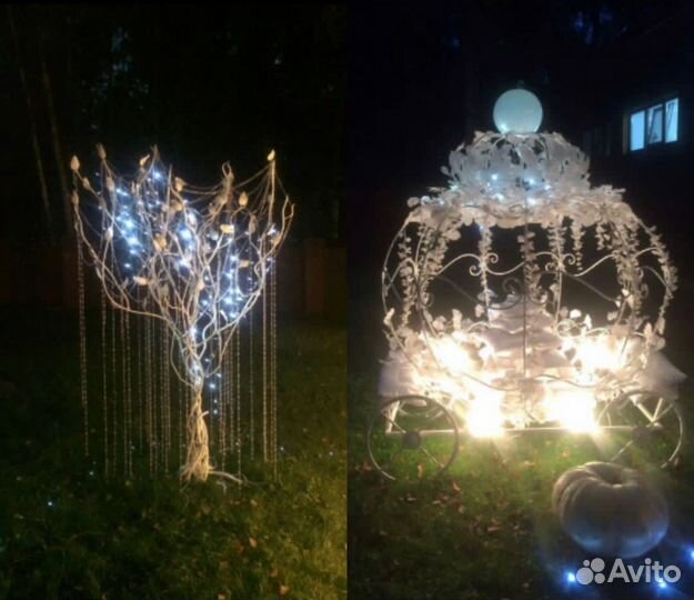 Качели, Дерево, кованное, карета