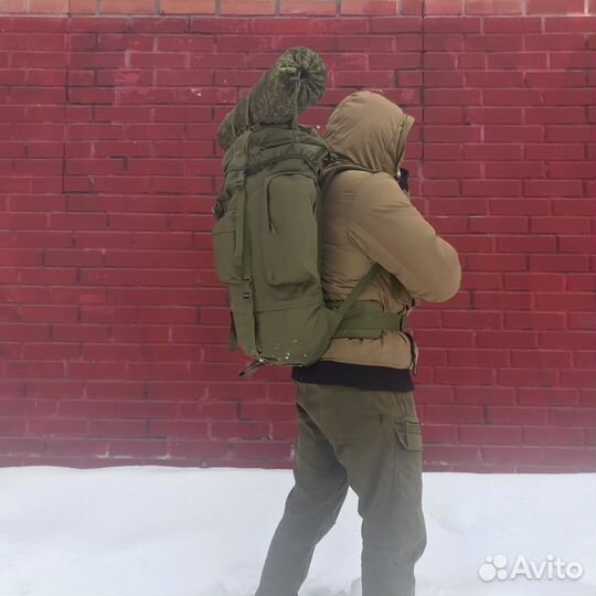 Рейдовый рамный рюкзак олива 75л. оксфорд 1000D