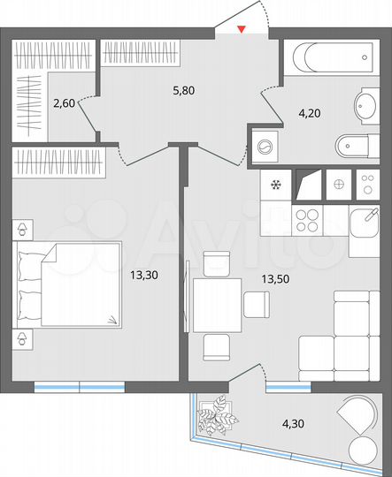 1-к. квартира, 40,6 м², 6/17 эт.