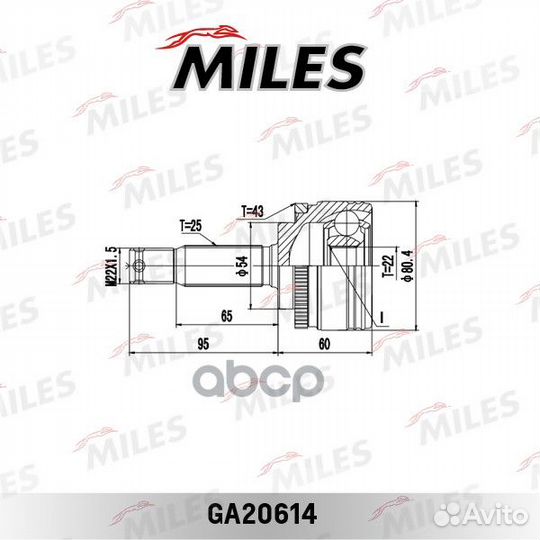 ШРУС наружный mitsubishi colt V 1.5 95-03 (с AB