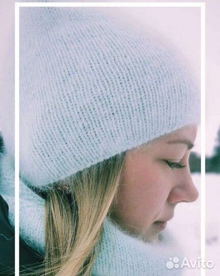 Вязаная шапка бини и снуд