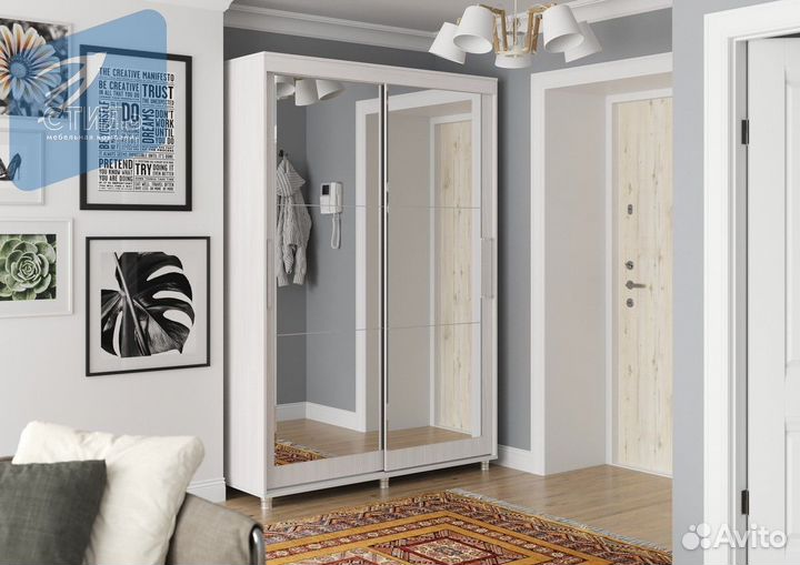 Прайм Прямоугольный Шкаф-купе Ясень анкор светлый