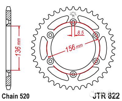 JT Звезда цепного привода JTR822.43 JTR822.43