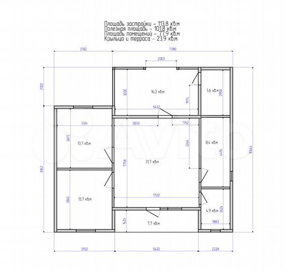 Дом 113 м² на участке 6 сот.