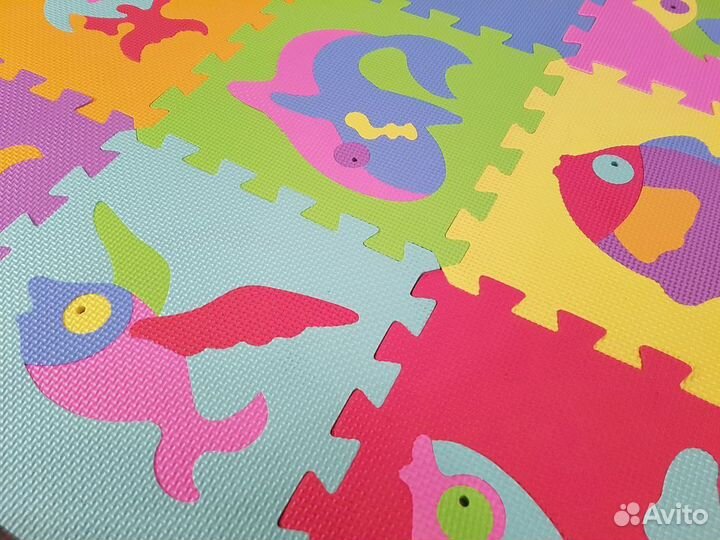 Детский коврик пазл Морские животные 90х90 см