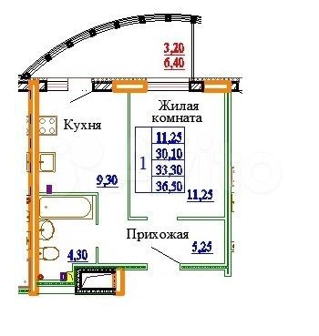 1-к. квартира, 36,5 м², 1/11 эт.