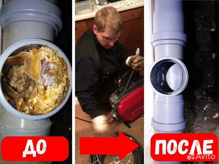 Прочистка канализации Устранение засоров Сантехник