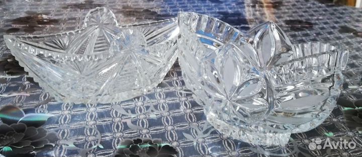 Хрустальные вазы ладьи Bohemia времен СССР