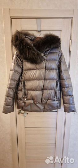 Куртка с капюшоном из экокожи зимняя