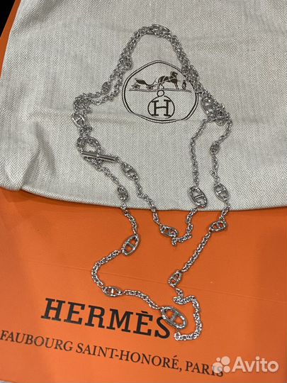 Цепь hermes серебро