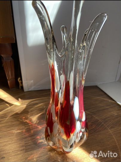Ваза цветное гутное стекло