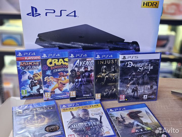 Новая Sony Playstation 4 Slim, 1 тб, 2 джойстика