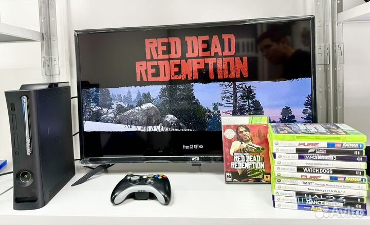 Xbox 360 Elite + джойстик + диски с играми