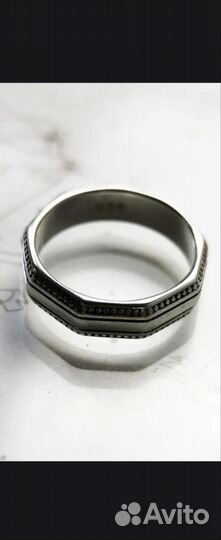 Серебряное кольцо девятигранник