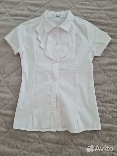 Блузка для девочки школьная новая белая 152, 10-12