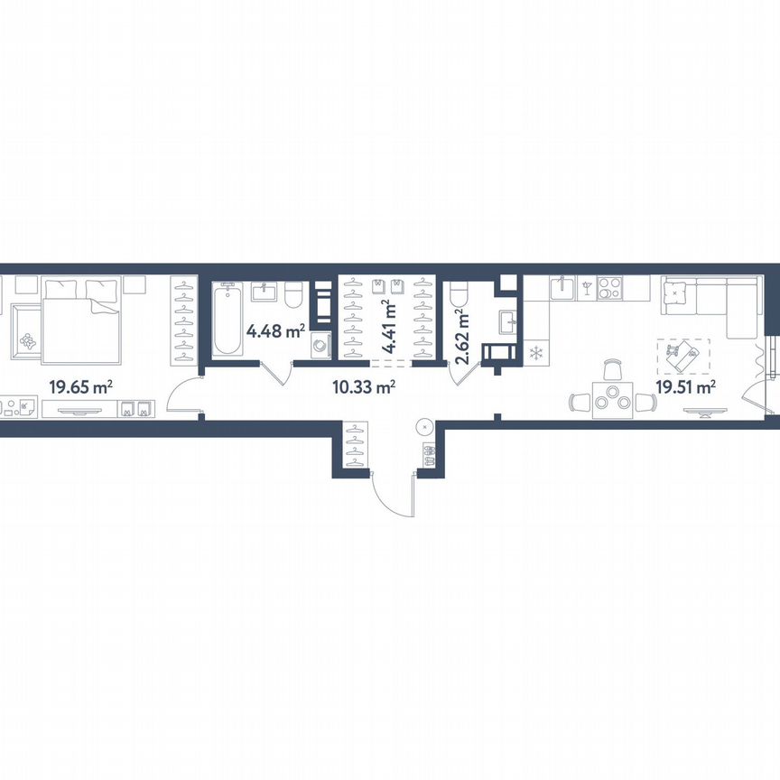 1-к. квартира, 62,9 м², 10/11 эт.