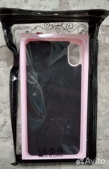 Чехол на iPhone 10 розовый, чёрный, красный