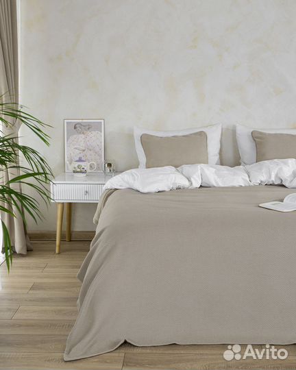 Покрывало-плед ламия сливочный новое