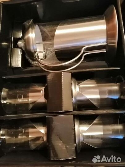 Набор стекло + металл стаканы и пресс