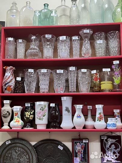 Ваза хрустальная, цветное стекло